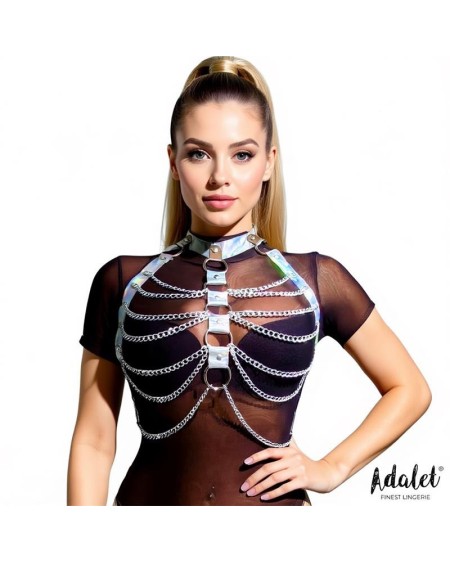 bianca vegan leather chest harness with chain one size