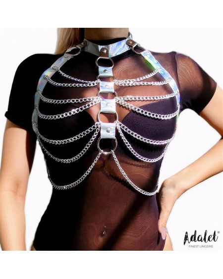 bianca vegan leather chest harness with chain one size