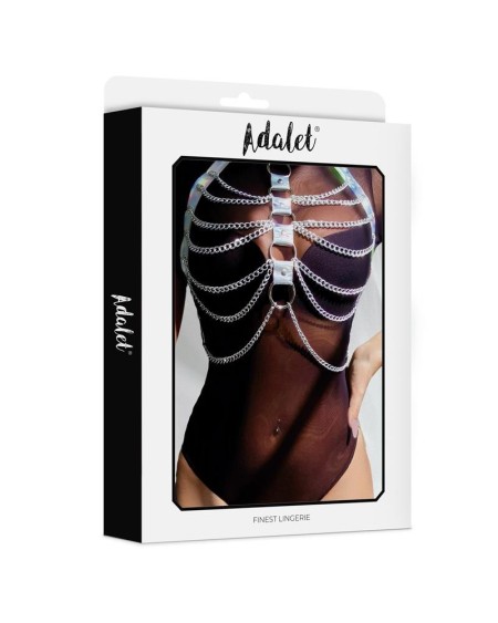 bianca vegan leather chest harness with chain one size