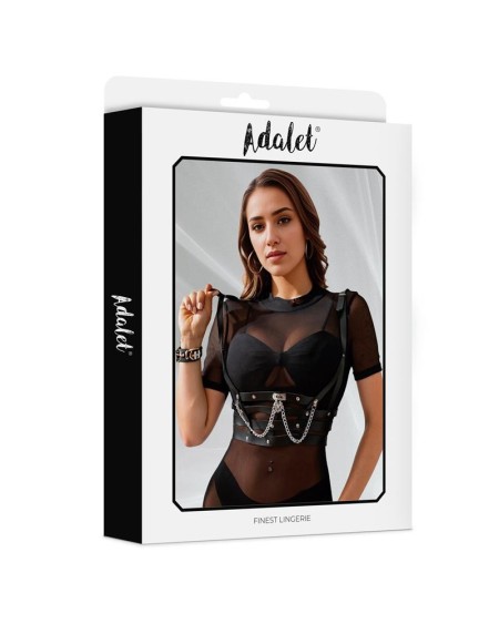 thalia vegan leather chest harness with chain one size