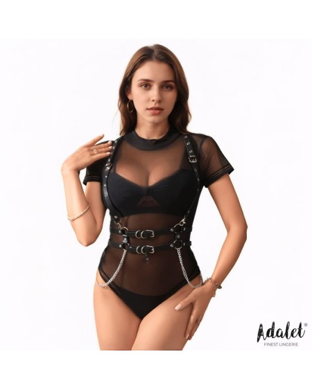brenda vegan leather harness with chain one size