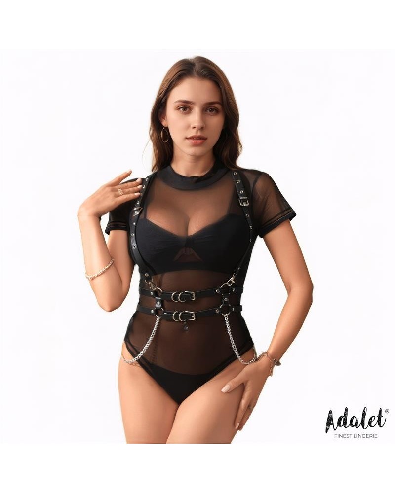 brenda vegan leather harness with chain one size