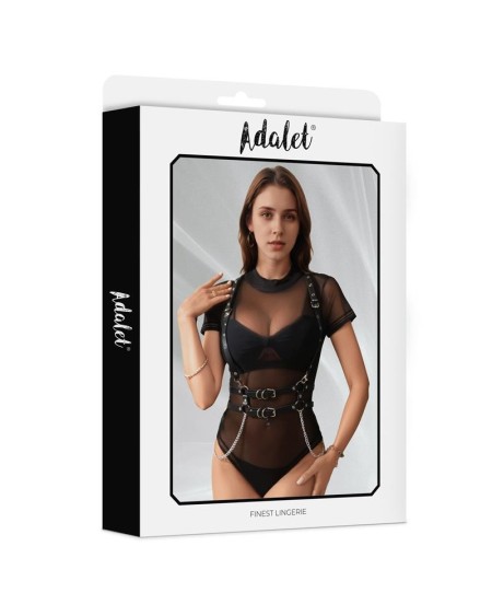 brenda vegan leather harness with chain one size