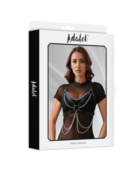 noelle vegan leather chest harness with chain one size