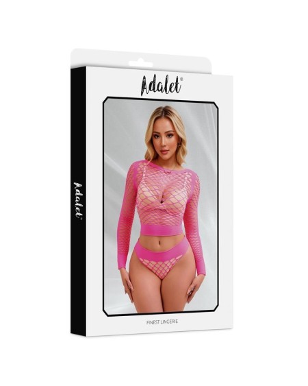 yara long sleeve fishnet set rose fluor one size