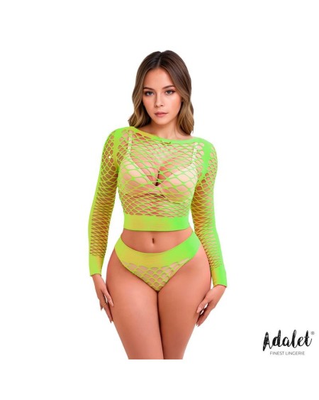 yara long sleeve fishnet set yellow fluor one size