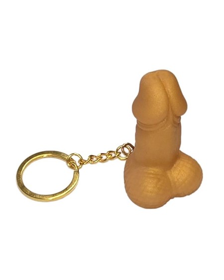 rigide rubber penis-shaped keychain gold
