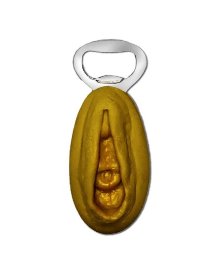 vagina-shaped bottle opener gold