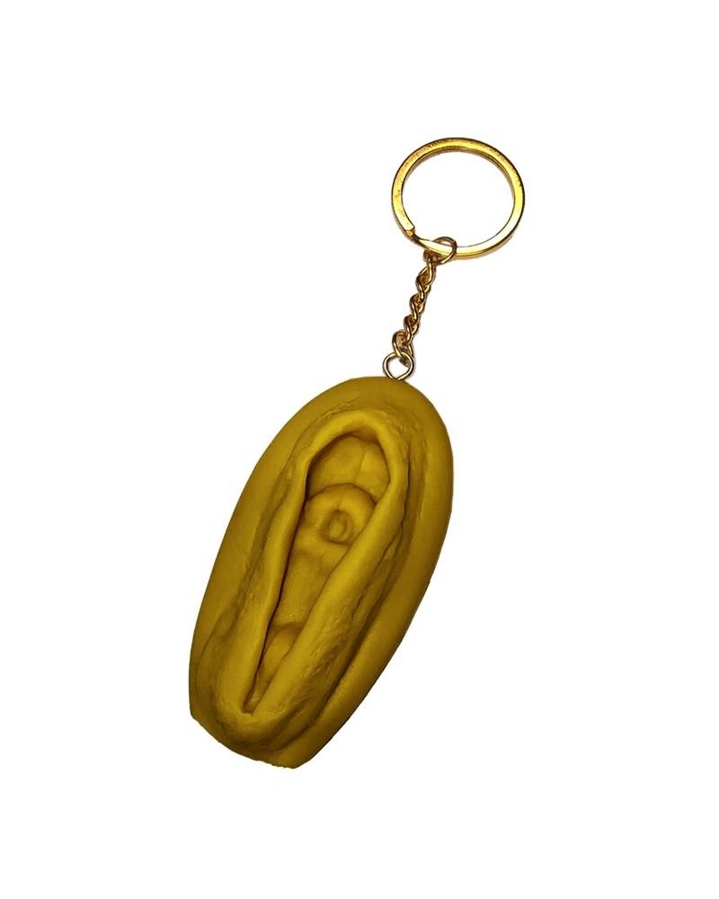 vagina shaped keychain gold
