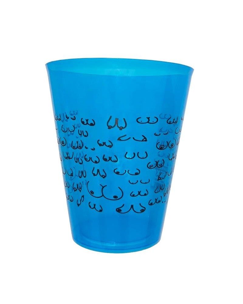 plastic cup with breast blue 500 ml