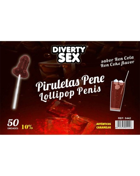 50 penis-shaped lollipops ron-cola flavor 10 alcohol