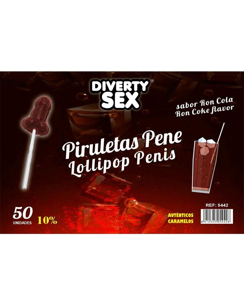 50 penis-shaped lollipops ron-cola flavor 10 alcohol