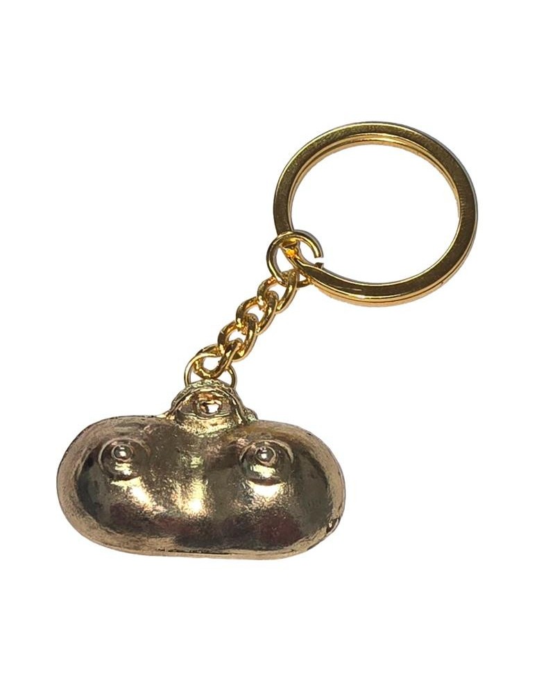 breast-shaped metal keychain golden