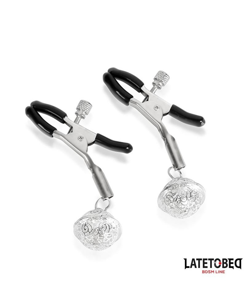nipple clamps with bell silver and noir