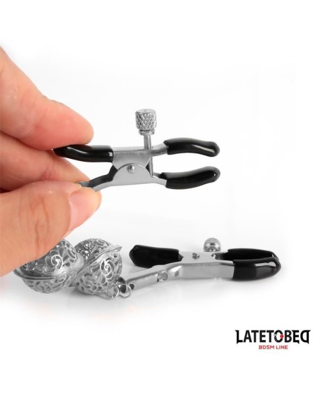 nipple clamps with bell silver and noir