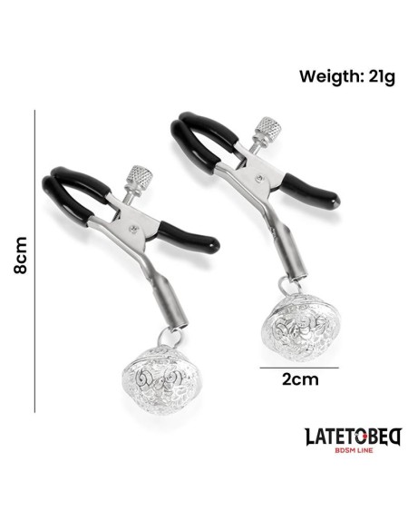 nipple clamps with bell silver and noir