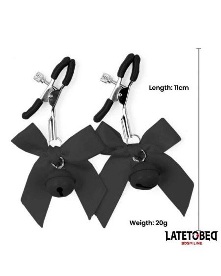 nipple clamps with bell and noir bow