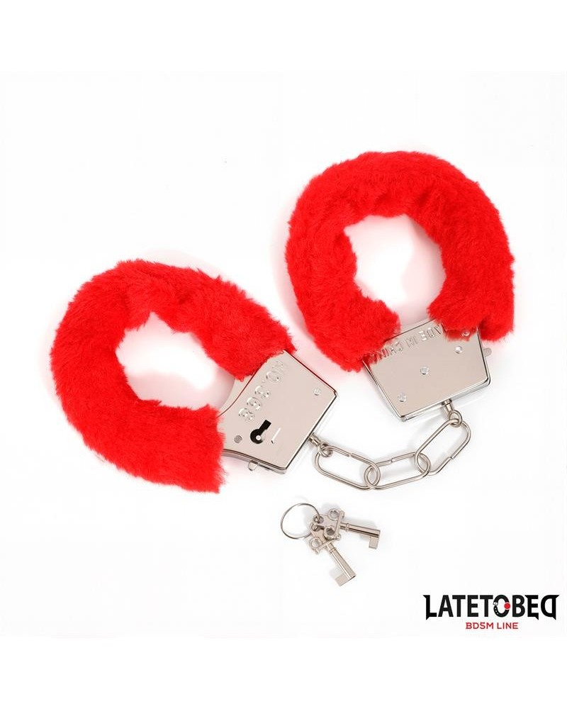 furry locking cuff red