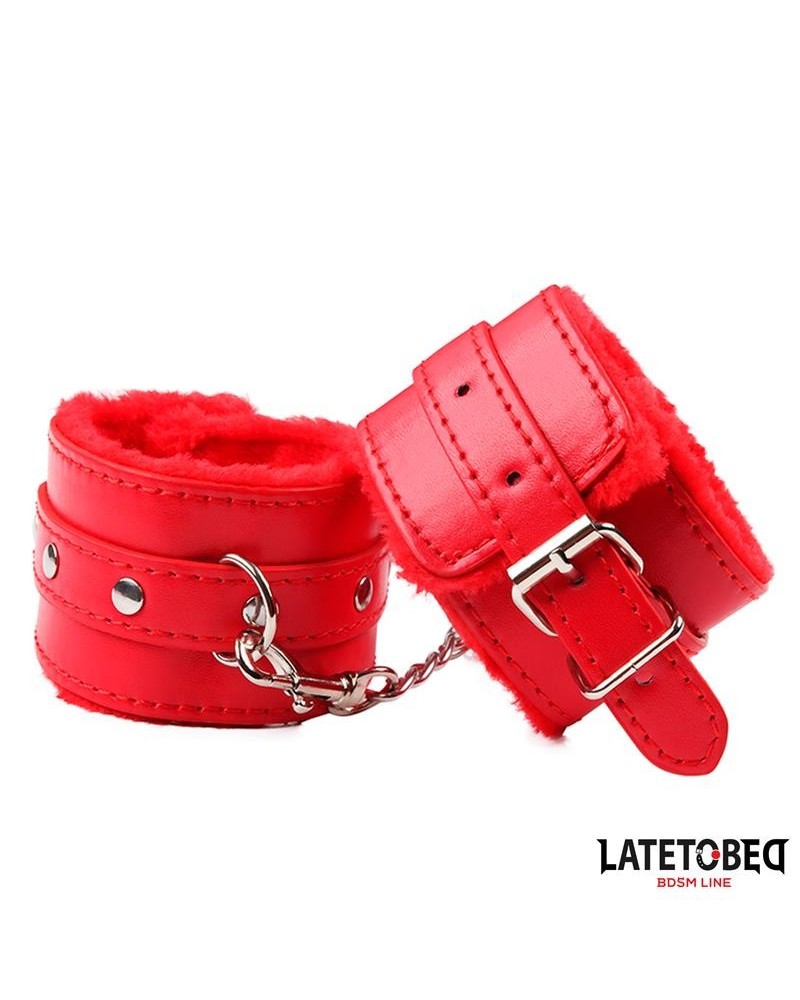 furry wrist cuff red