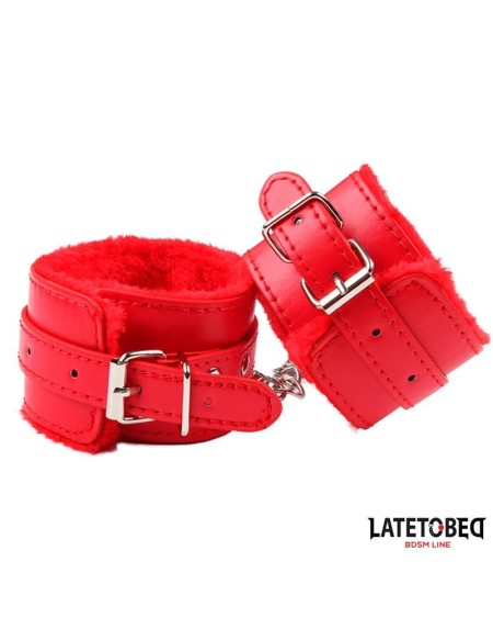 furry wrist cuff red