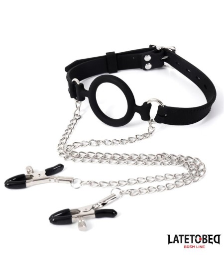 open mouth gag with nipple clamps