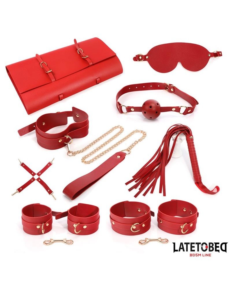 7 pcs bondage set with carry bag red