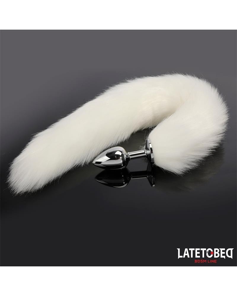 anal plug with tail white 40 cm