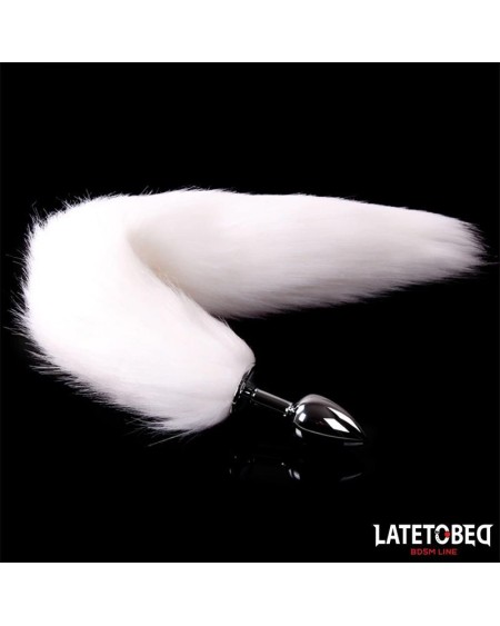 anal plug with tail white 40 cm