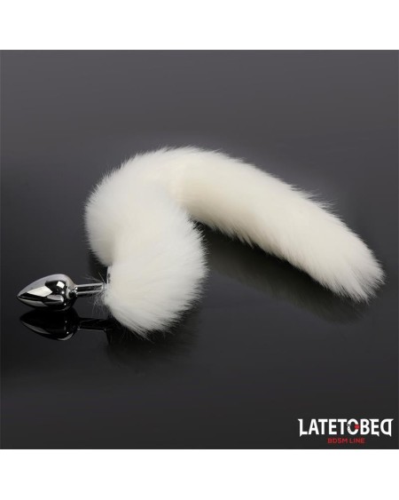 anal plug with tail white 40 cm