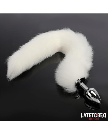anal plug with tail white 40 cm