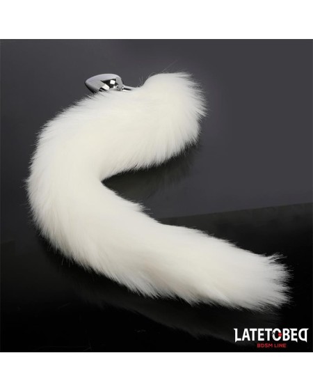 anal plug with tail white 40 cm