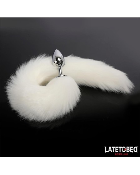 anal plug with tail white 40 cm