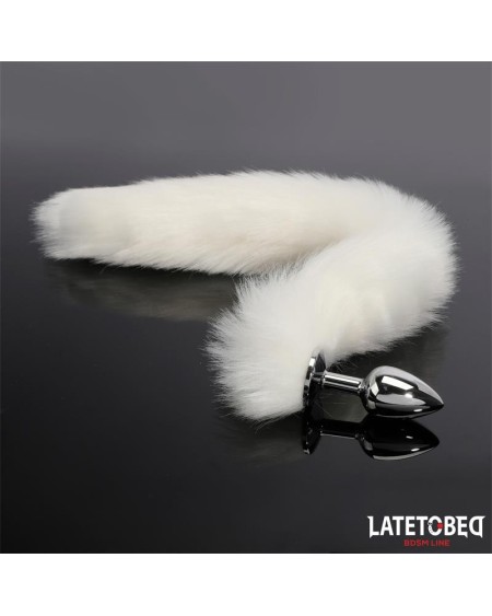 anal plug with tail white 40 cm
