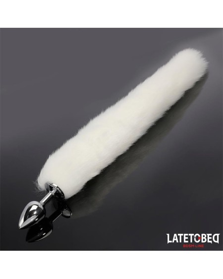 anal plug with tail white 40 cm