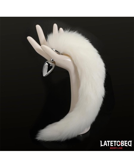 anal plug with tail white 40 cm