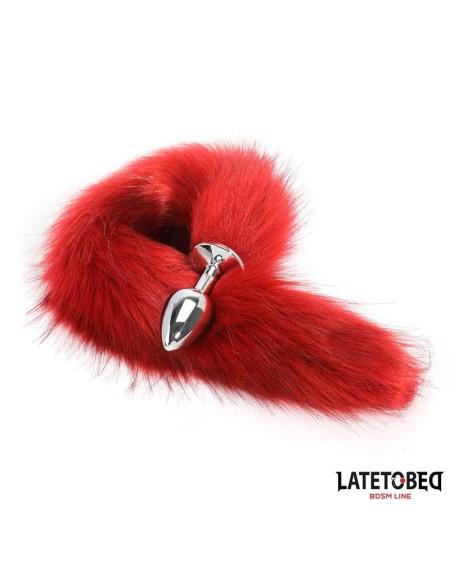 anal plug with tail dark red 40 cm