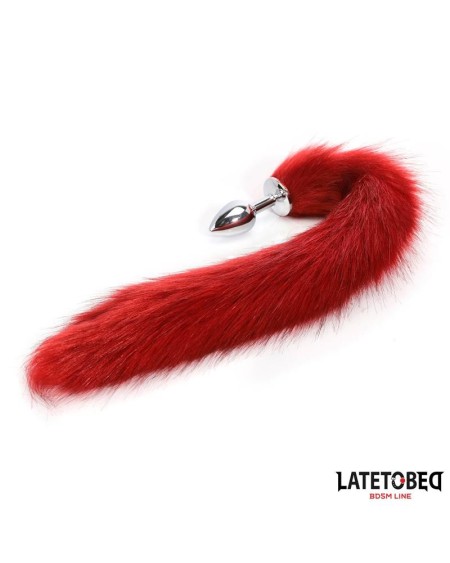 anal plug with tail dark red 40 cm