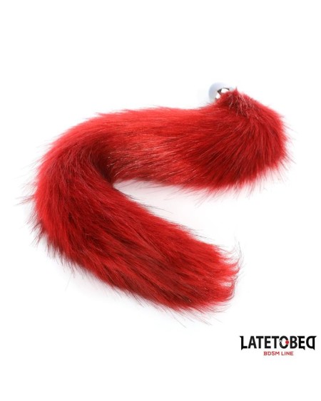 anal plug with tail dark red 40 cm