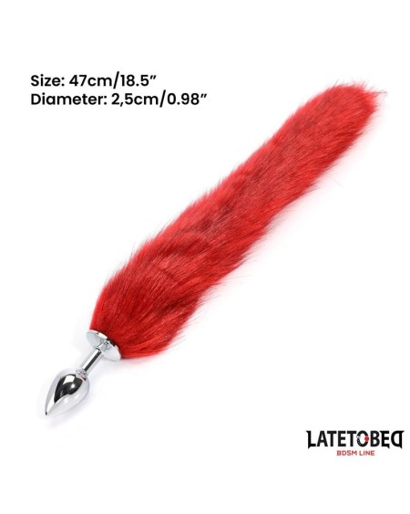 anal plug with tail dark red 40 cm