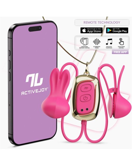 tickly nipple clamps ith vibration, remote and necklace with app