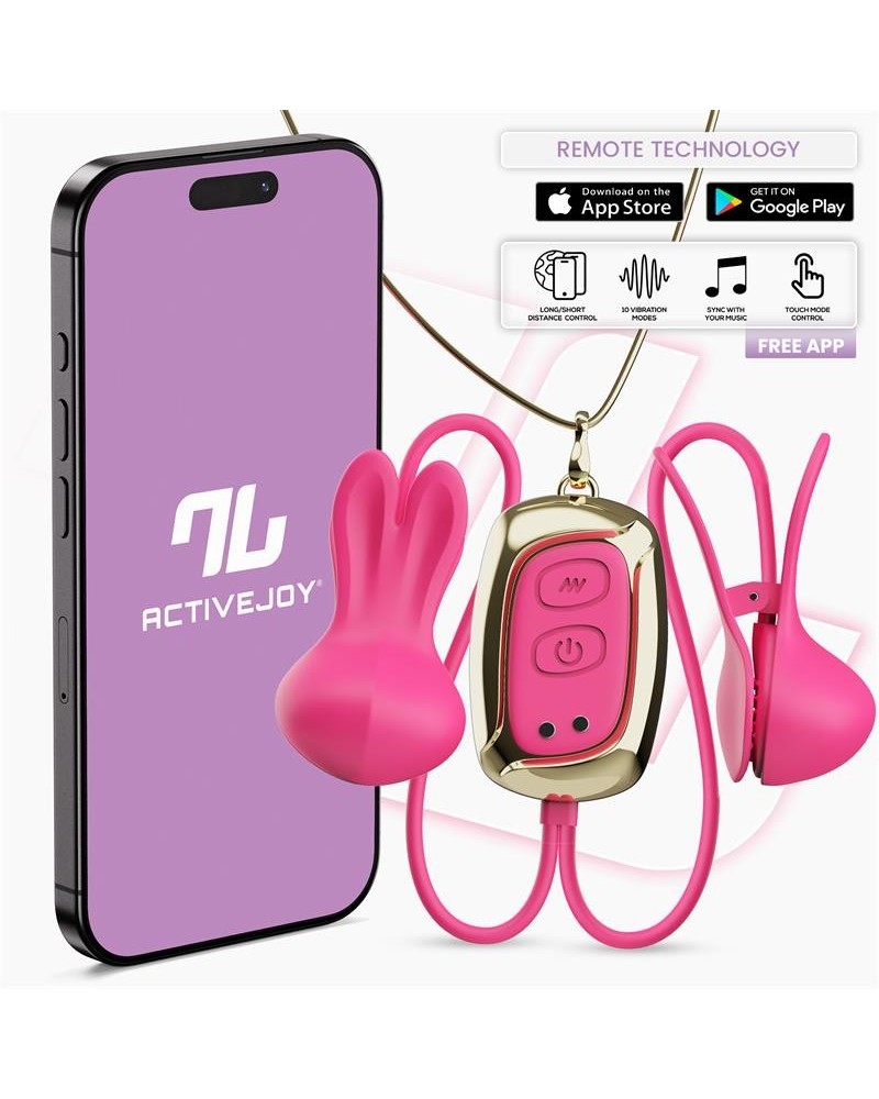 tickly nipple clamps ith vibration, remote and necklace with app
