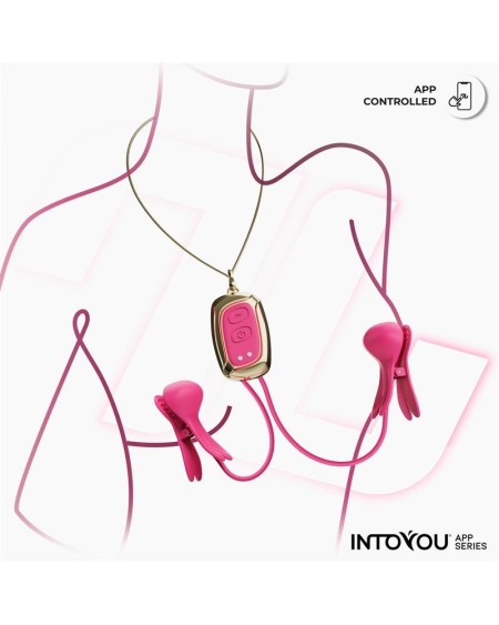 tickly nipple clamps ith vibration, remote and necklace with app