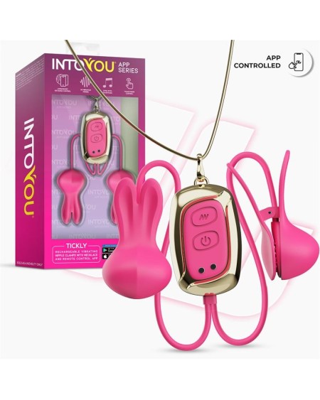 tickly nipple clamps ith vibration, remote and necklace with app