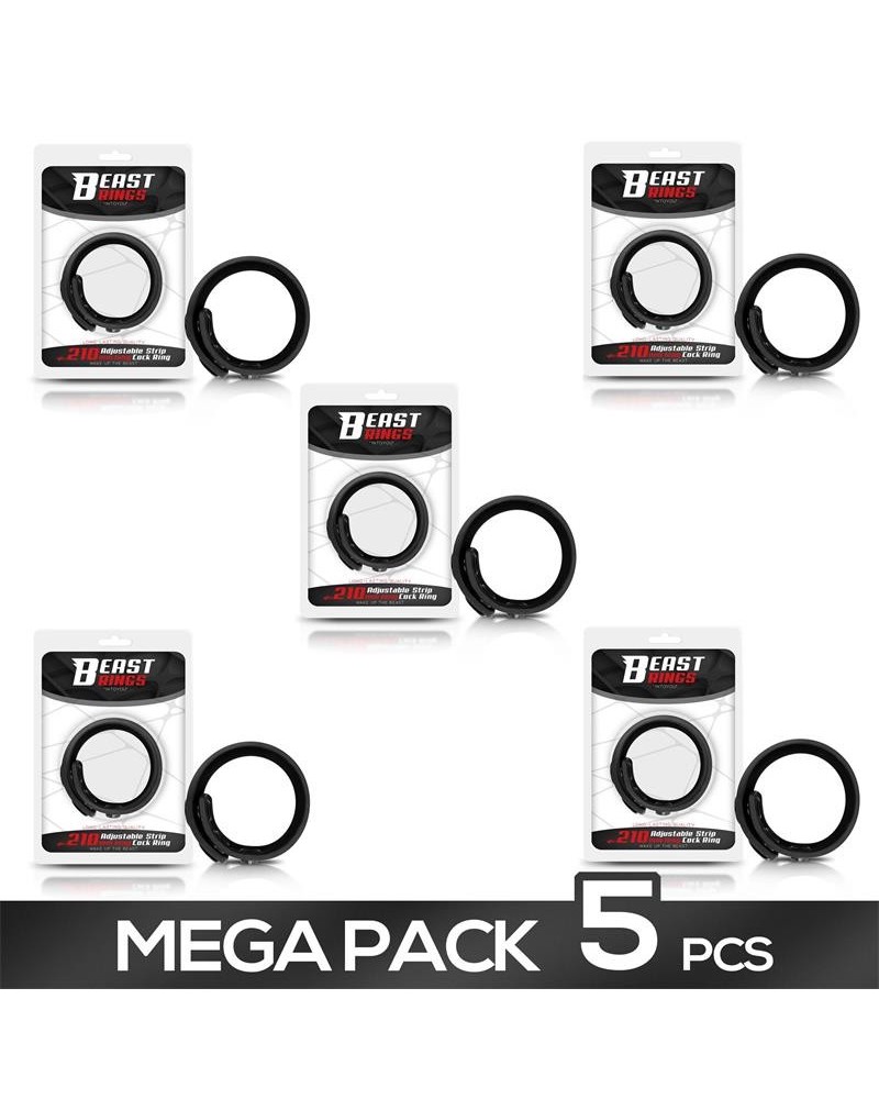 pack of 5 solid silicone adjustable strip cock ring 15-21 cm