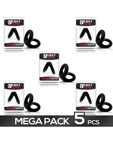 pack 5 solid silicone double penis ring 2.5-3 cm