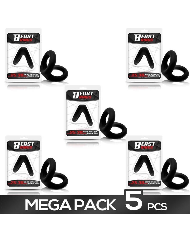 pack 5 solid silicone double penis ring 2.5-3 cm