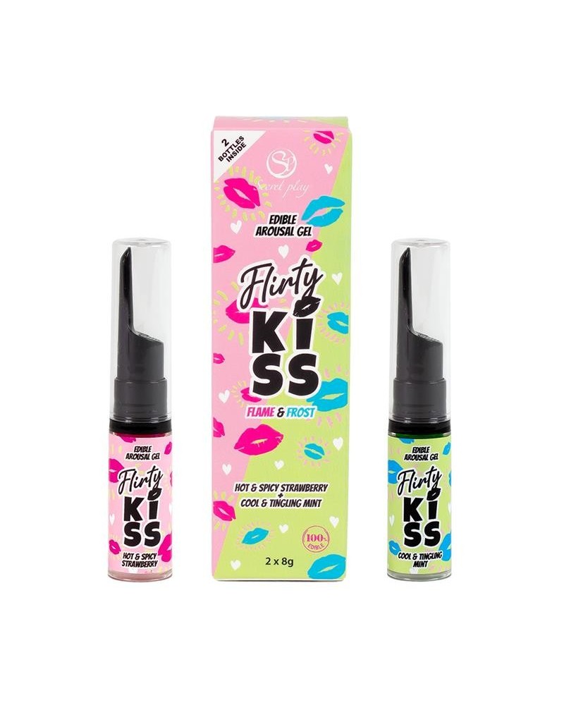 flirty kiss strawberry and mint oral sex gels 2x8g