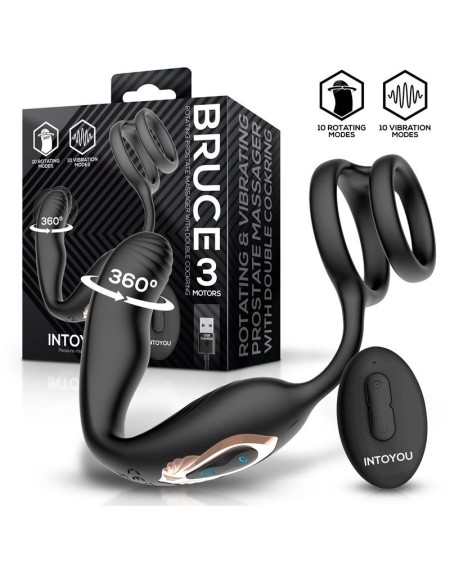 bruce prostate massager 360o with double cockring with vibration