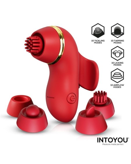beeny stimulator with 4 caps, suction, tapping, tickling and licking