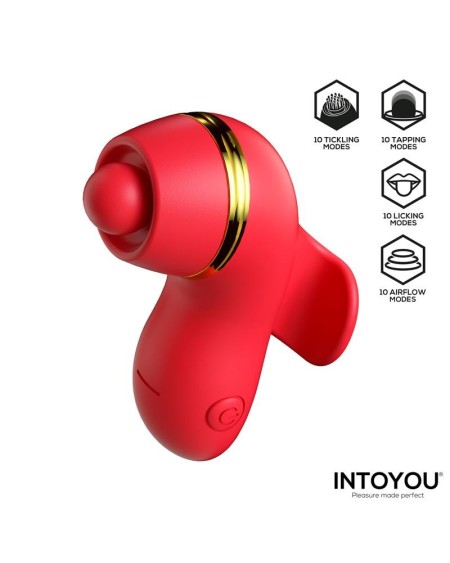 beeny stimulator with 4 caps, suction, tapping, tickling and licking